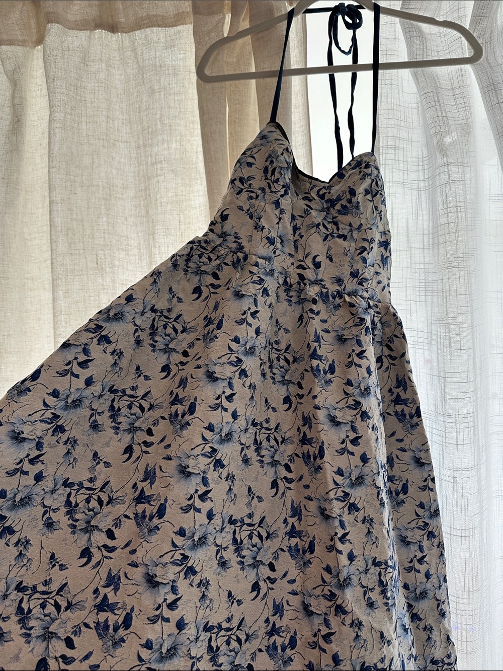Floral LULUS Blue and Cream Halter Sundress
